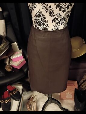 Croft & Barrow Chocolate Brown Pencil Skirt In 100% Lambskin